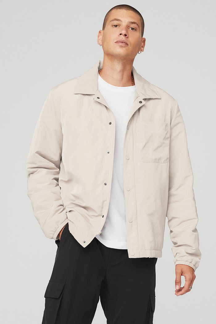 Beige Alo Yoga Legend Men's Jackets | 12908LAWN