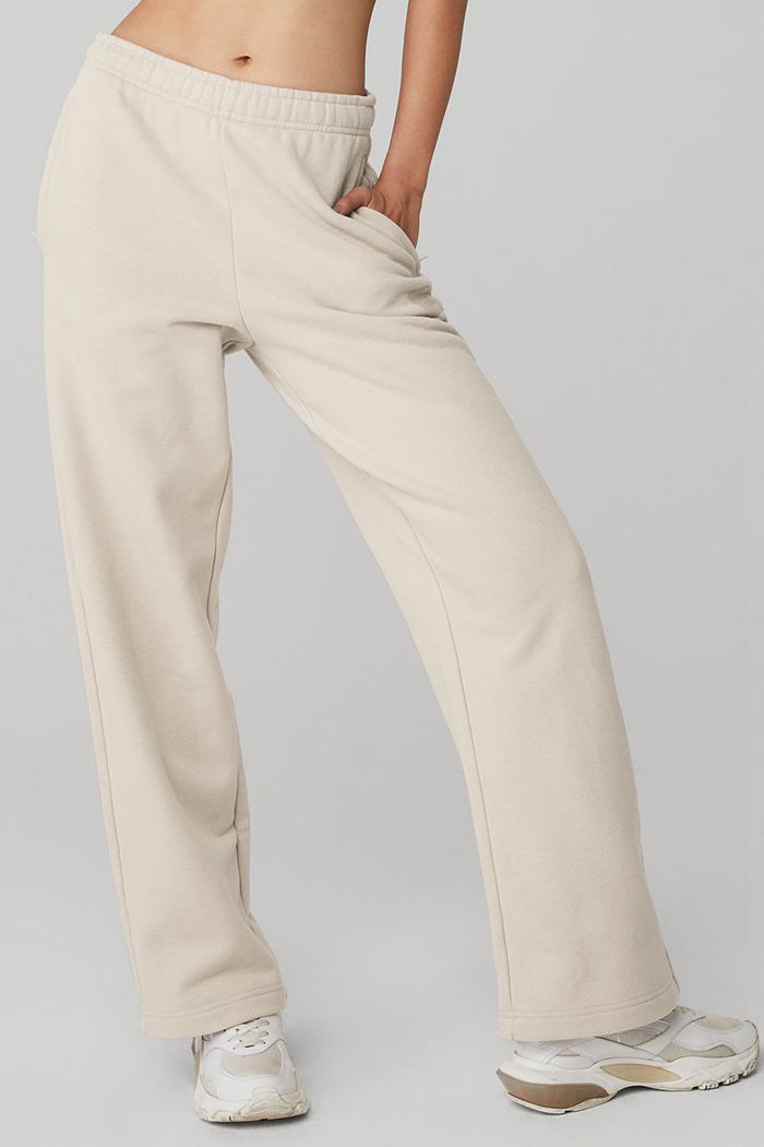 Beige Alo Yoga Renown Sweat Women's Pants | 46357BUDR