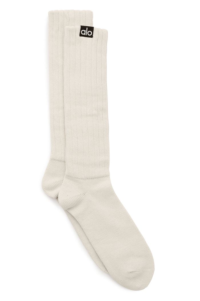 Beige Alo Yoga Scrunch Women's Socks | 56074BHUP