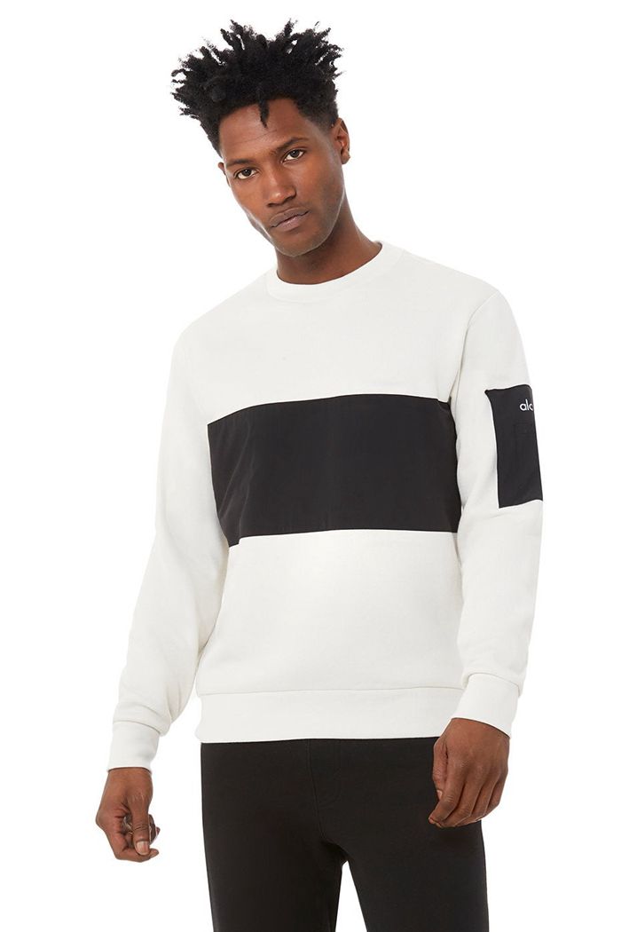 Beige Black Alo Yoga Traverse Men's Pullover | 91820EVSN