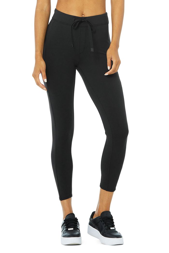 Black Alo Yoga 7/8 High-Waist Checkpoint Women's Leggings | 38190UQFJ