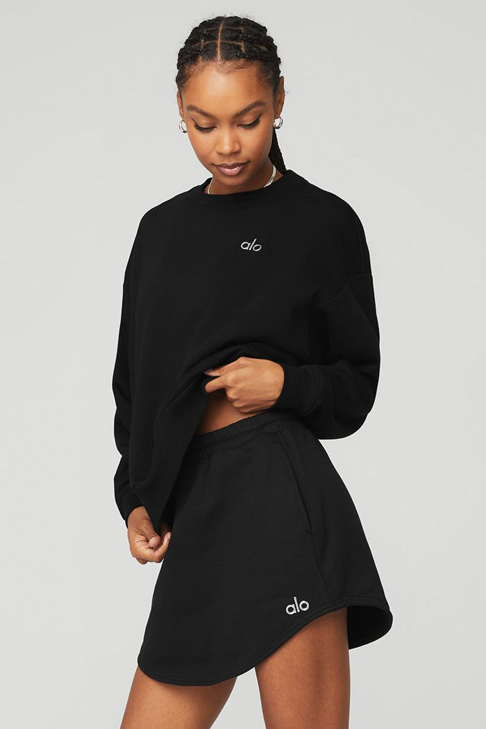 Black Alo Yoga Accolade Crew Neck Women's Pullover | 43815VHYU