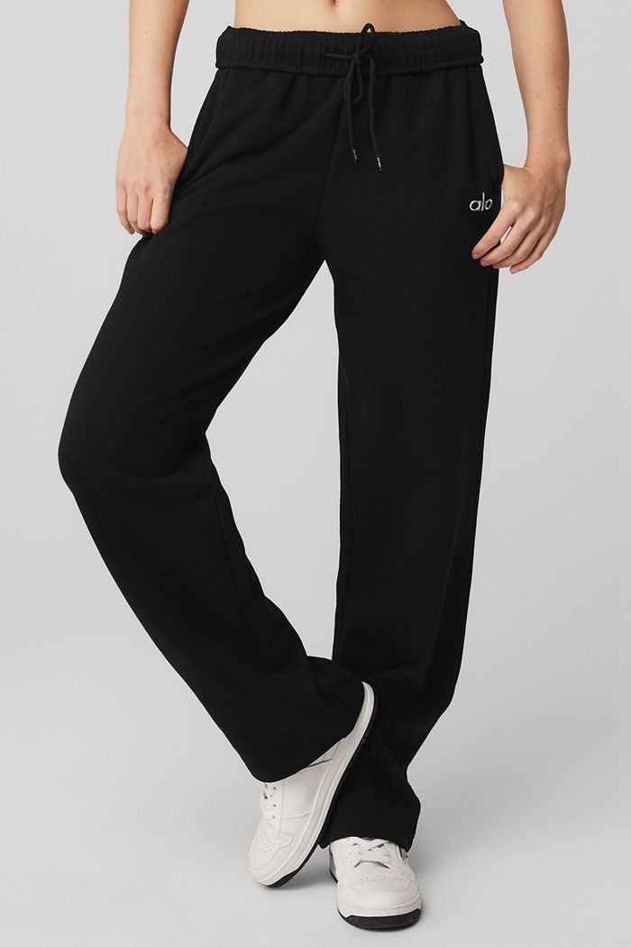 Black Alo Yoga Accolade Straight Leg Sweat Women's Pants | 62748FZUB