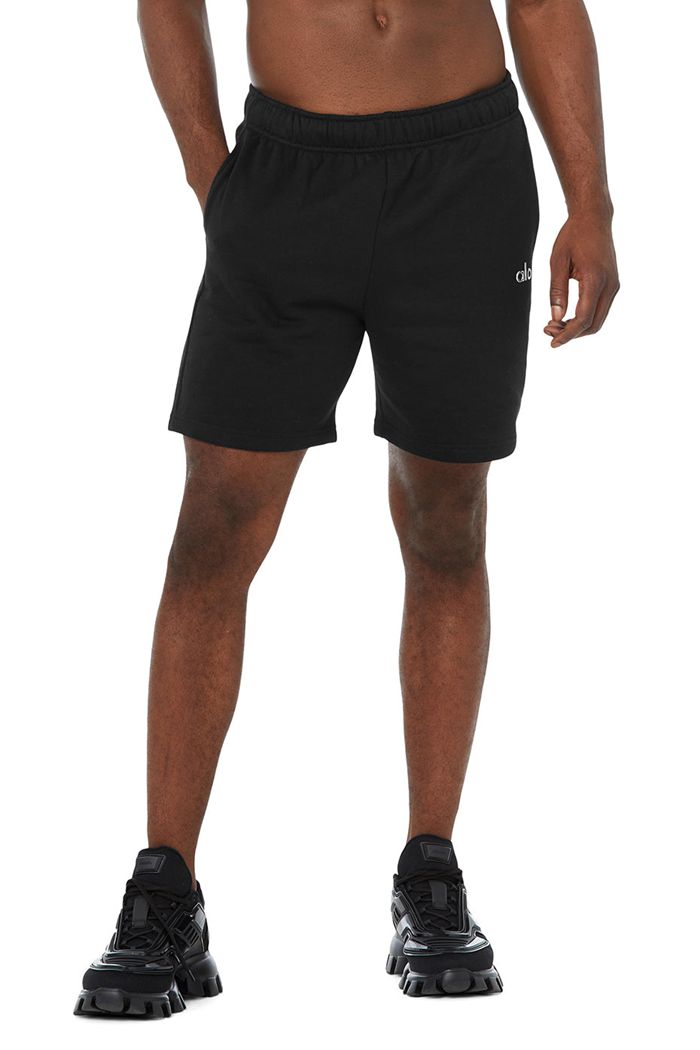 Black Alo Yoga Accolade Sweat Men's Short | 73690IKNG