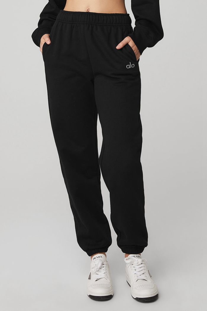 Black Alo Yoga Accolade Sweat Women's Pants | 68420KVPG