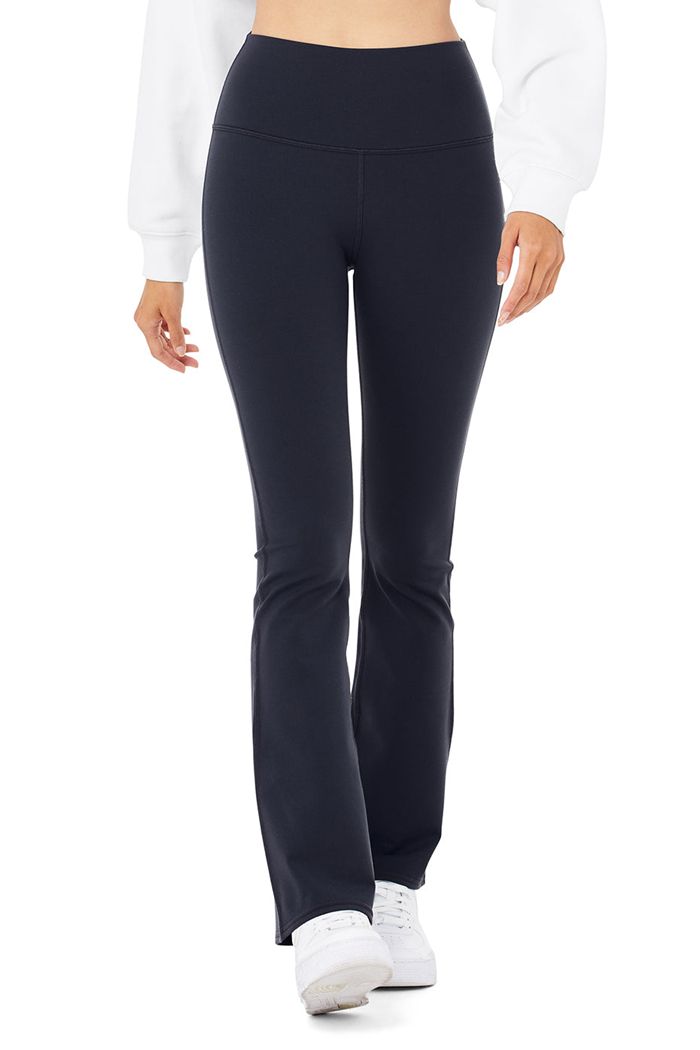 Black Alo Yoga Airbrush High-Waist 7/8 Bootcut Women's Leggings | 21083ZNUS