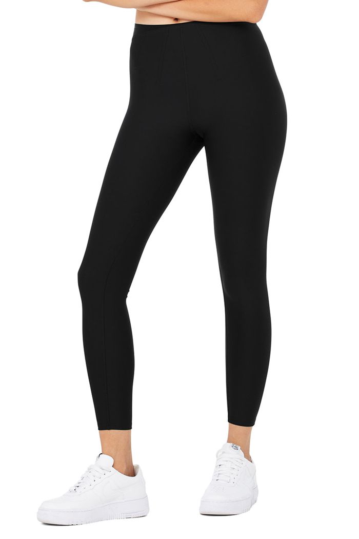 Black Alo Yoga Airlift High-Waist 7/8 Corset Women's Leggings | 10657PTMN