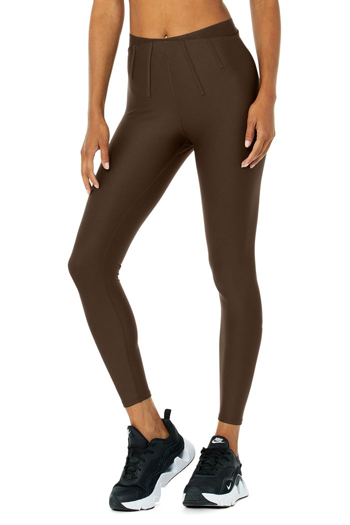 Black Alo Yoga Airlift High-Waist 7/8 Corset Women's Leggings | 64739YXEV