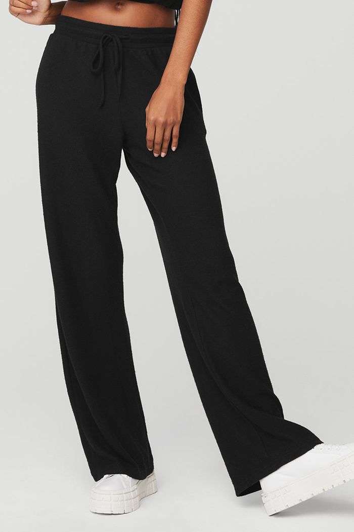 Black Alo Yoga Alolux High-Waist Soho Wide Leg Women's Pants | 38197CPIL