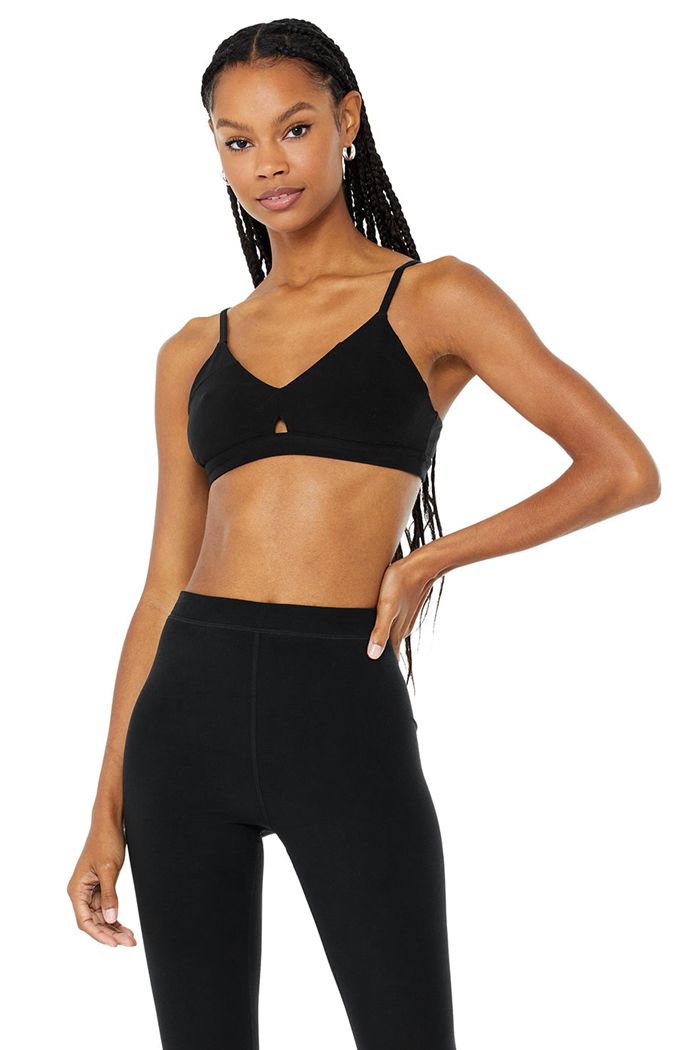 Black Alo Yoga Alosoft Lounge Women's Bras | 87963ZTXN