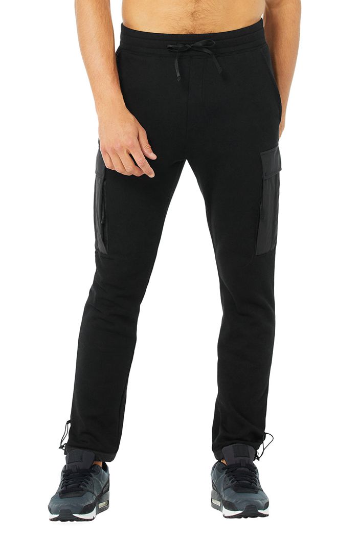 Black Alo Yoga Cargo Traverse Sweat Men's Pants | 51368TXQV