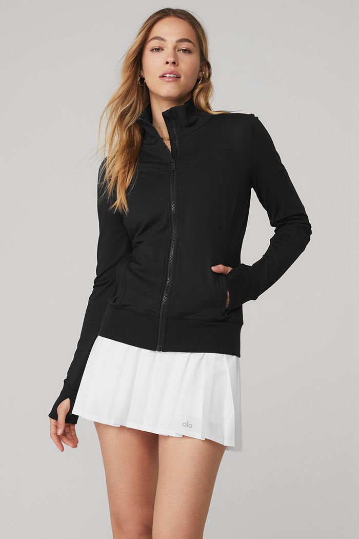 Black Alo Yoga Contour Women's Jackets | 58637BJCO