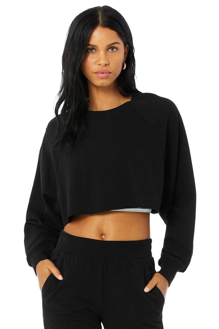 Black Alo Yoga Double Take Women's Pullover | 14587INWT