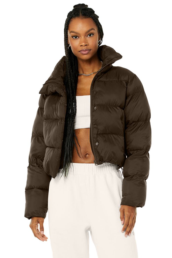 Black Alo Yoga Gold Rush Puffer Women's Jackets | 17845OGXM