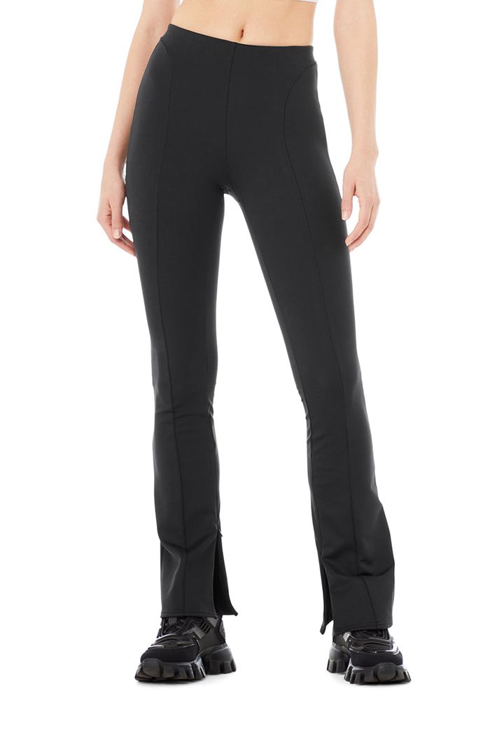 Black Alo Yoga High-Waist 7/8 Zip It Flare Women's Leggings | 29315WNYE