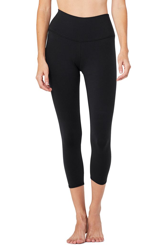 Black Alo Yoga High-Waist Airbrush Capri Women's Pants | 67839SZCW