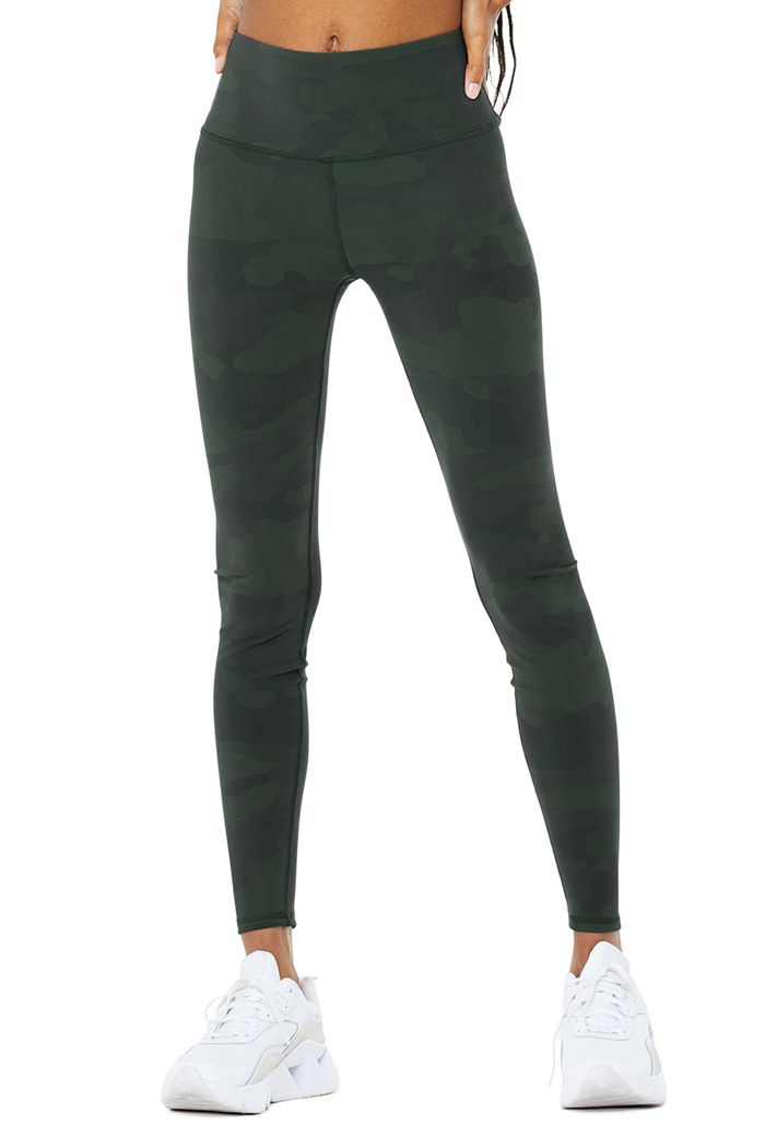 Black Alo Yoga High-Waist Camo Vapor Women's Leggings | 74965NWGC