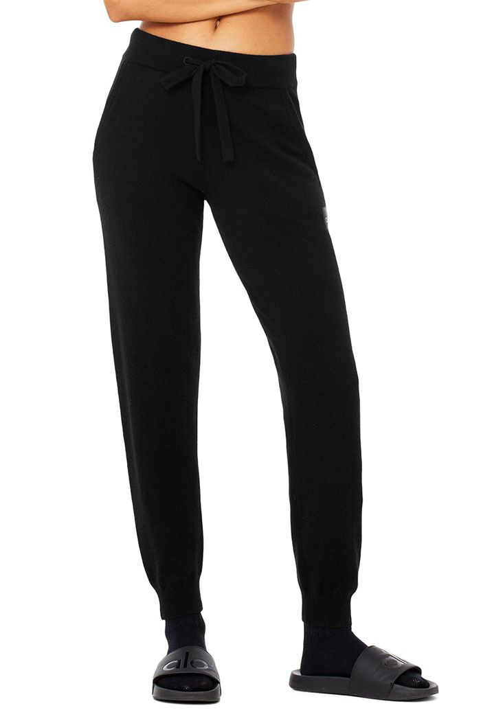 Black Alo Yoga High-Waist Cashmere Jet Set Women's Pants | 41370KNYC