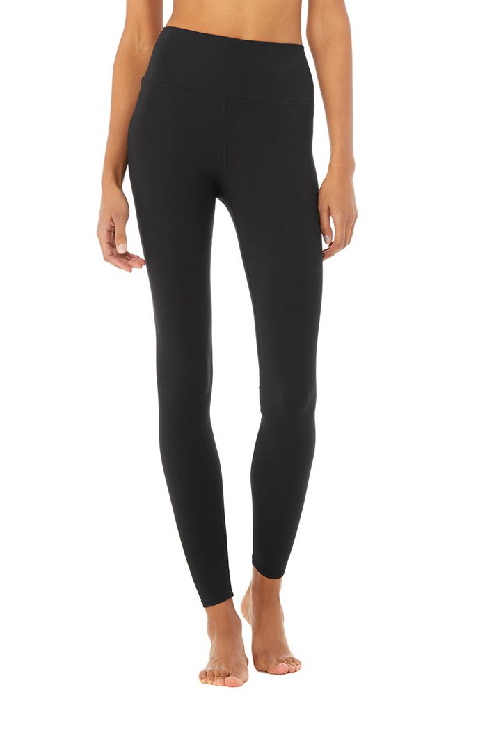 Black Alo Yoga High-Waist Solid Vapor Women's Leggings | 19645MEPW