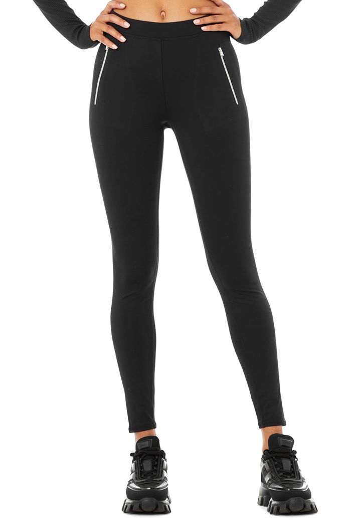 Black Alo Yoga High-Waist Thrill Seeker Women's Leggings | 25846GVAU