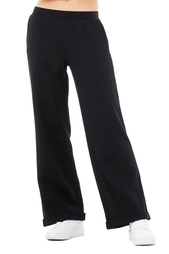 Black Alo Yoga High-Waist Wide Leg Women's Pants | 76054VHCK