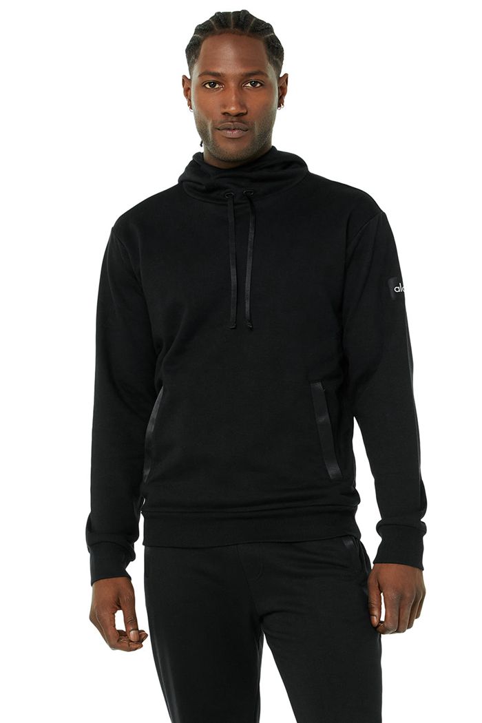 Black Alo Yoga Highline Men's Hoodie | 16745SINV