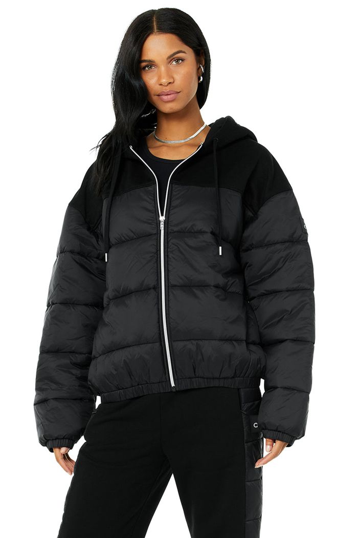 Black Alo Yoga Mash Up Women's Jackets | 56372TPQK