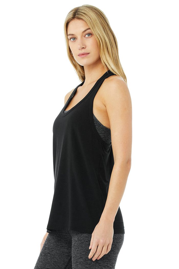 Black Alo Yoga Motion Women's Tank Tops | 64953RVWS