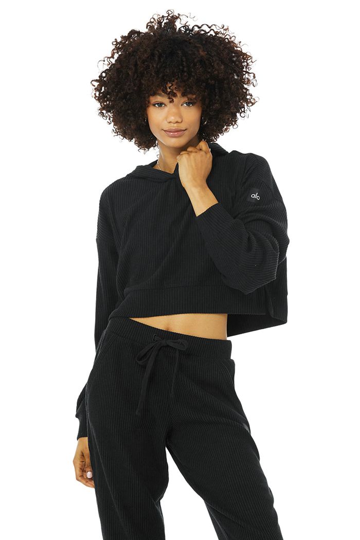 Black Alo Yoga Muse Women's Hoodie | 37290FDIL