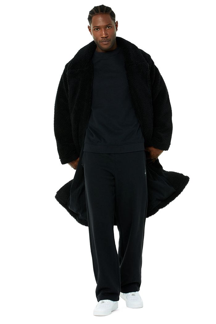 Black Alo Yoga Oversized Sherpa Trench Men's Coat | 06514SKWF