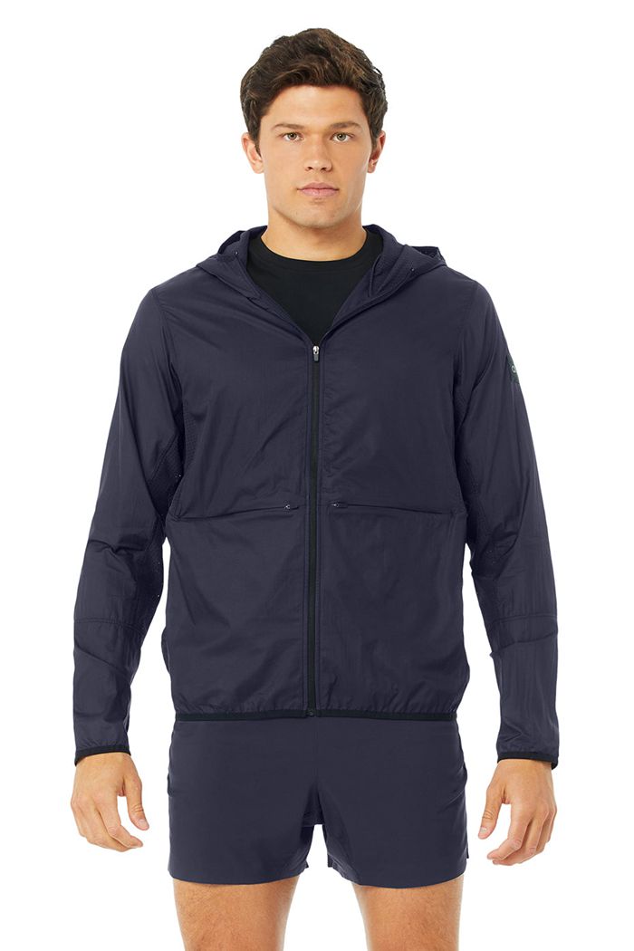 Black Alo Yoga Repeat Running Men's Jackets | 08954UVFX