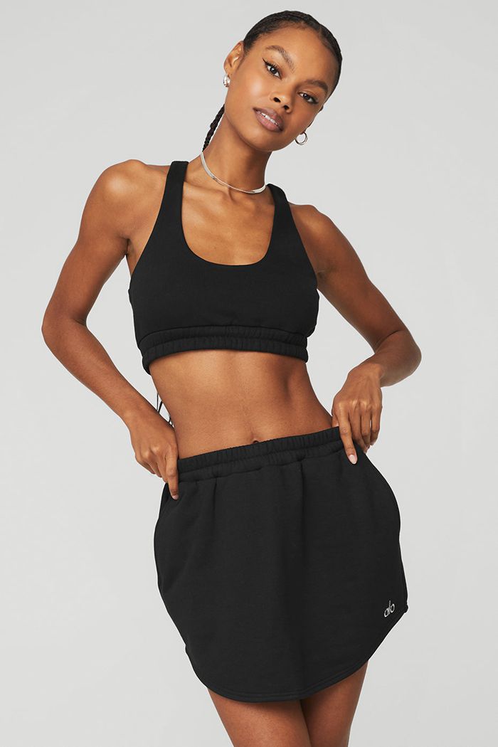 Black Alo Yoga Scoop Neck Sweatshirt Women's Bras | 35604OQGC