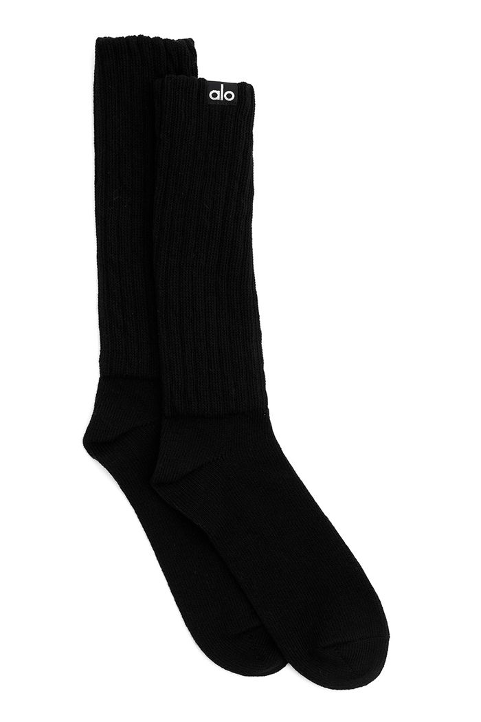 Black Alo Yoga Scrunch Women's Socks | 79058SLOB