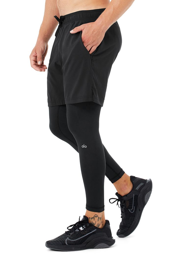 Black Alo Yoga Stability 2-In-1 Men's Pants | 24508UXOG