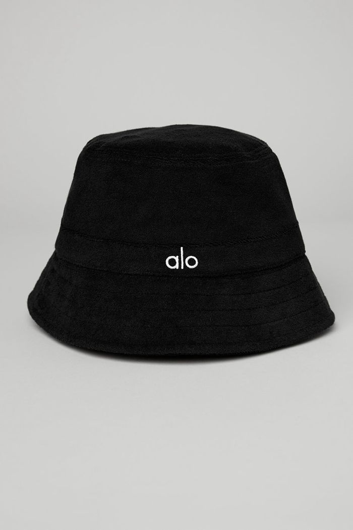 Black Alo Yoga Terry Beachside Bucket Women's Hats | 69170TRYH