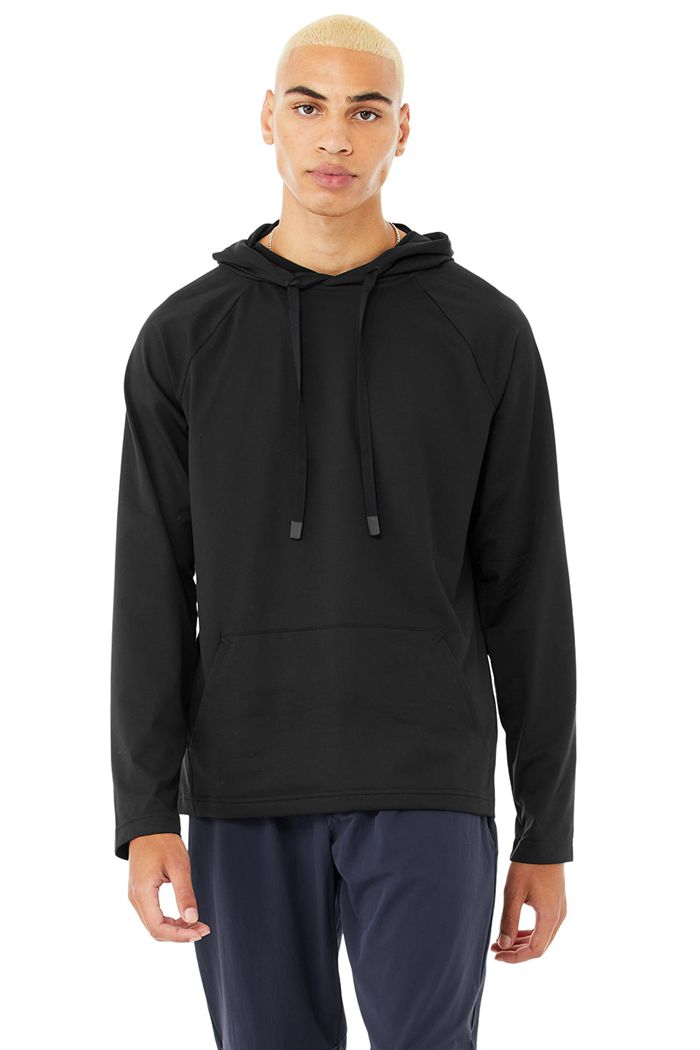 Black Alo Yoga The Conquer Men's Hoodie | 36819CKRV