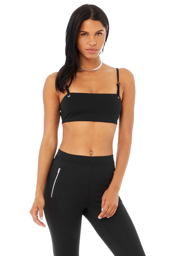 Black Alo Yoga Thrill Seeker Women's Bras | 70586TPXG