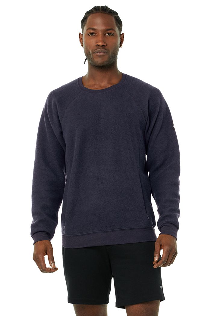 Black Alo Yoga Triumph Crew Neck Sweatshirt Men's Long Sleeve | 46890ZPMF