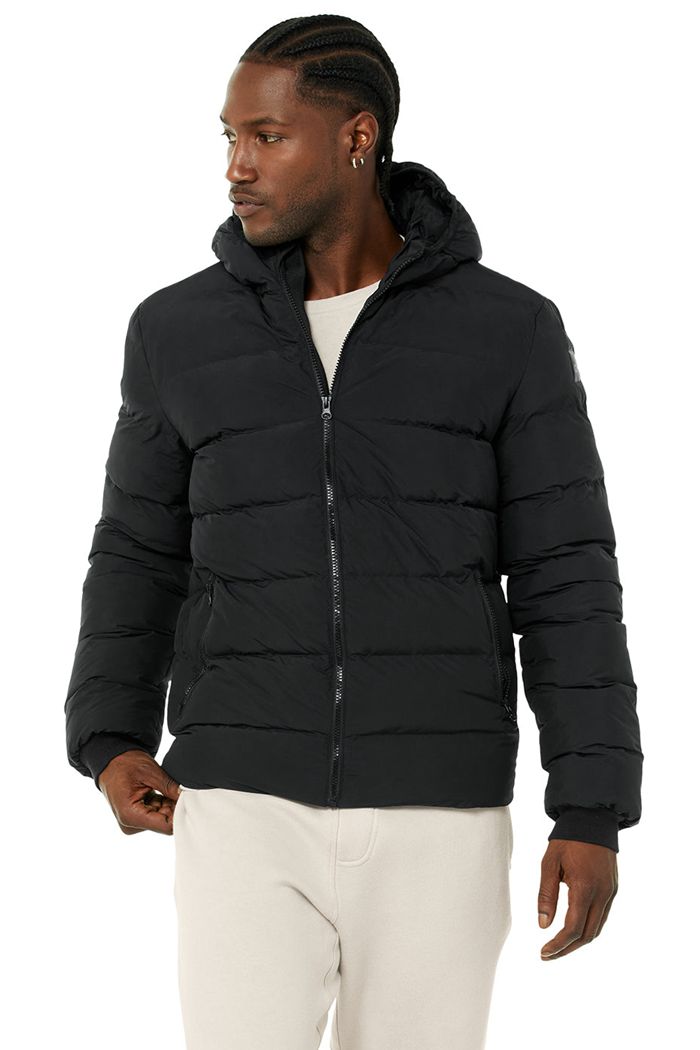 Black Alo Yoga Vail Puffer Men's Jackets | 12367BQLD