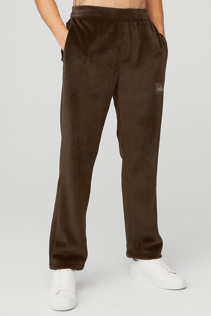 Black Alo Yoga Velour Baller Men's Pants | 08475KNTW