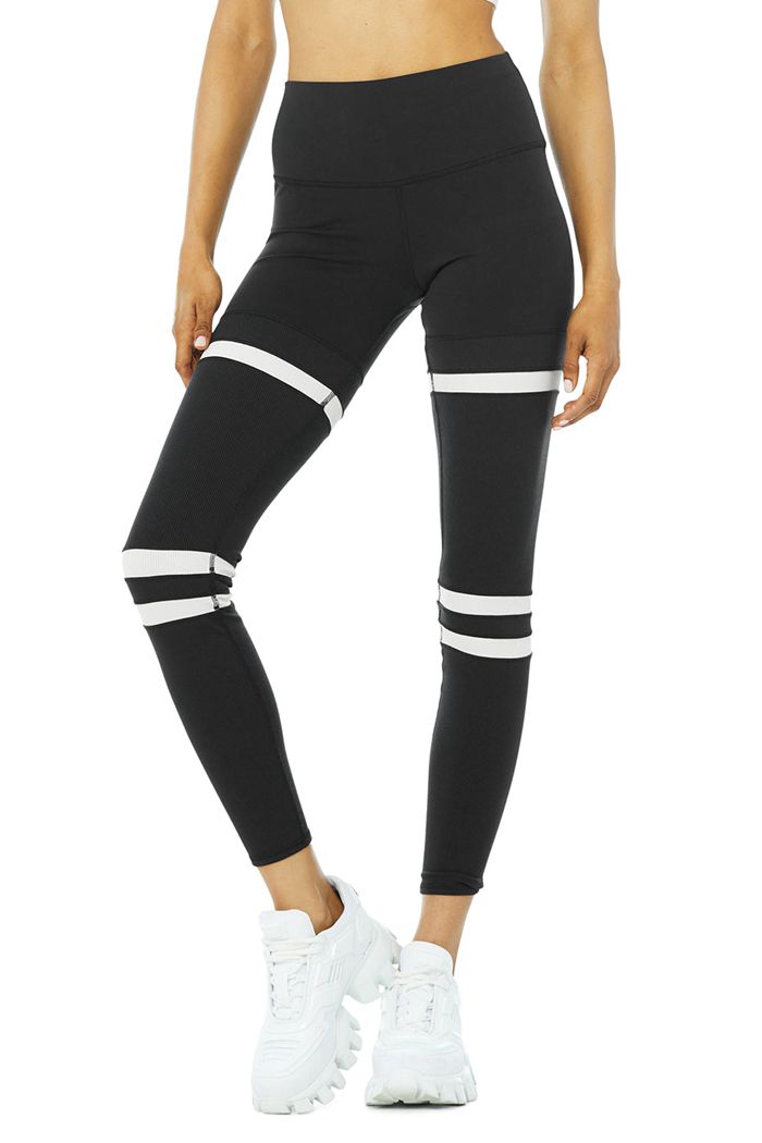 Black Beige Alo Yoga High-Waist Legit Women's Leggings | 37019ZHQJ