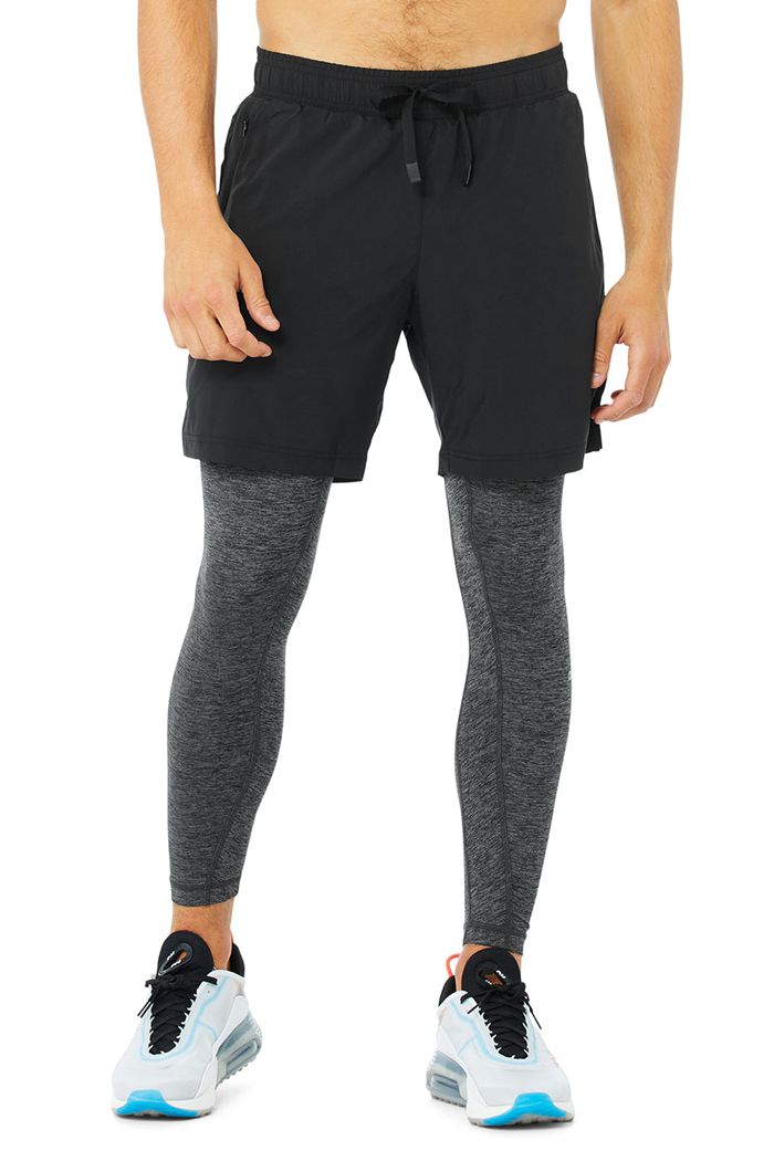 Black Grey Alo Yoga Stability 2-In-1 Men's Pants | 54309RGHD