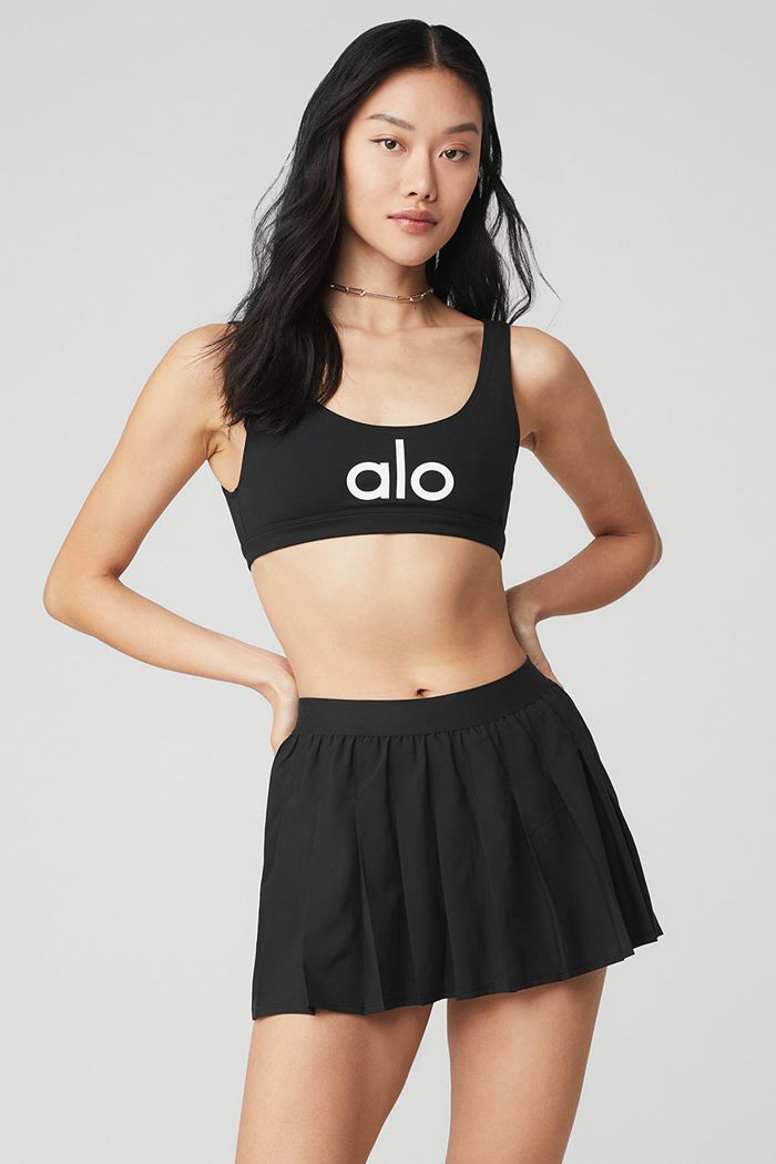 Black White Alo Yoga Ambient Logo Women's Bras | 20617YFGZ