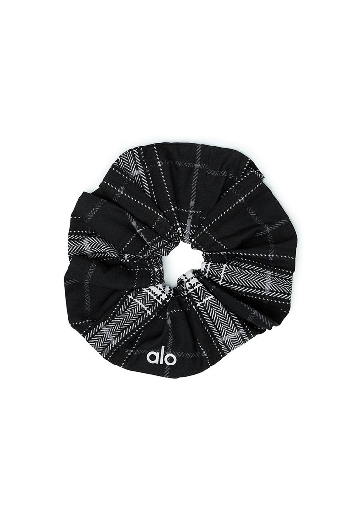 Black White Alo Yoga Legacy Plaid Oversized Women's Scrunchie | 30769WQFE