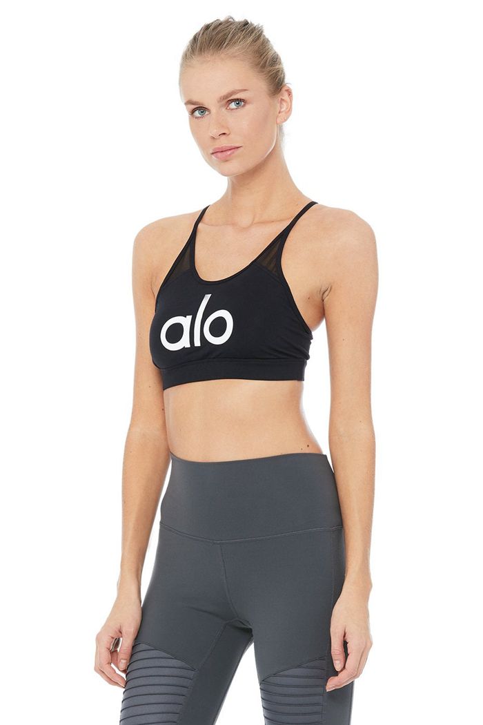 Black White Alo Yoga Starlet Women's Bras | 27309IXPE