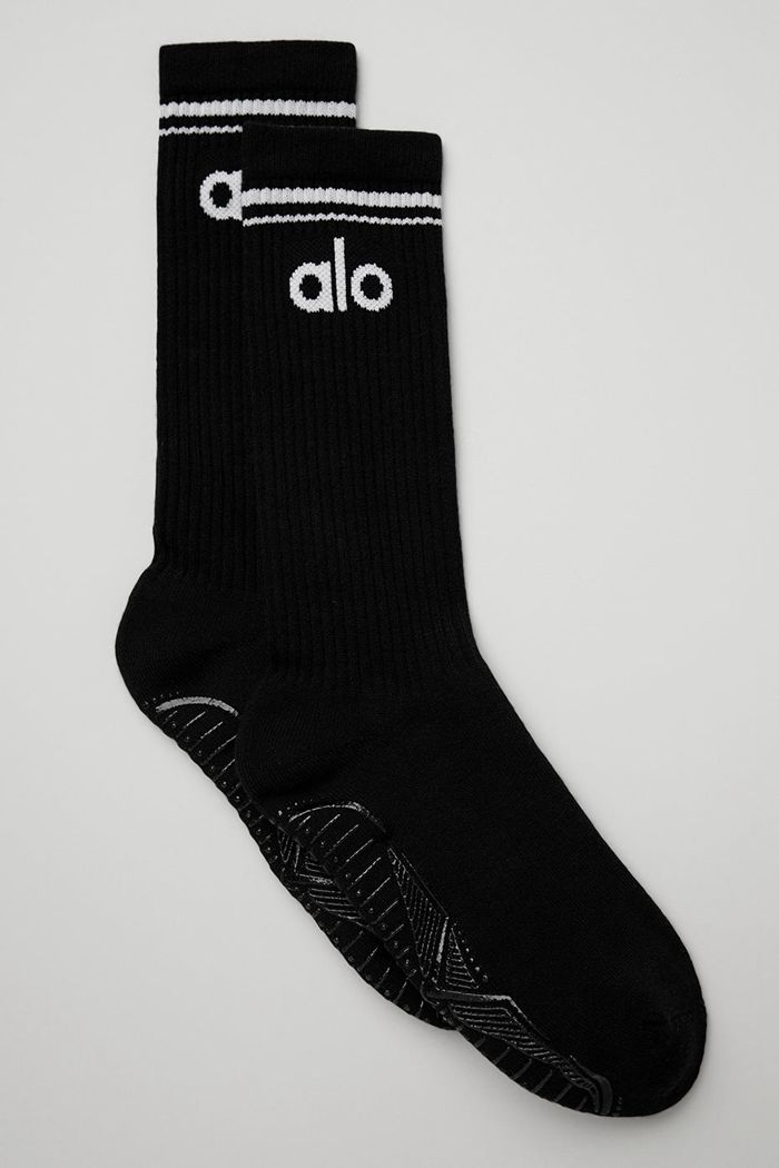 Black White Alo Yoga Throwback Barre Women's Socks | 85107FWIE