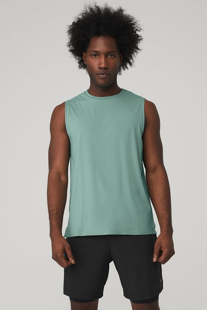 Blue Alo Yoga Idol Performance Men's Tank Tops | 05629GCXL