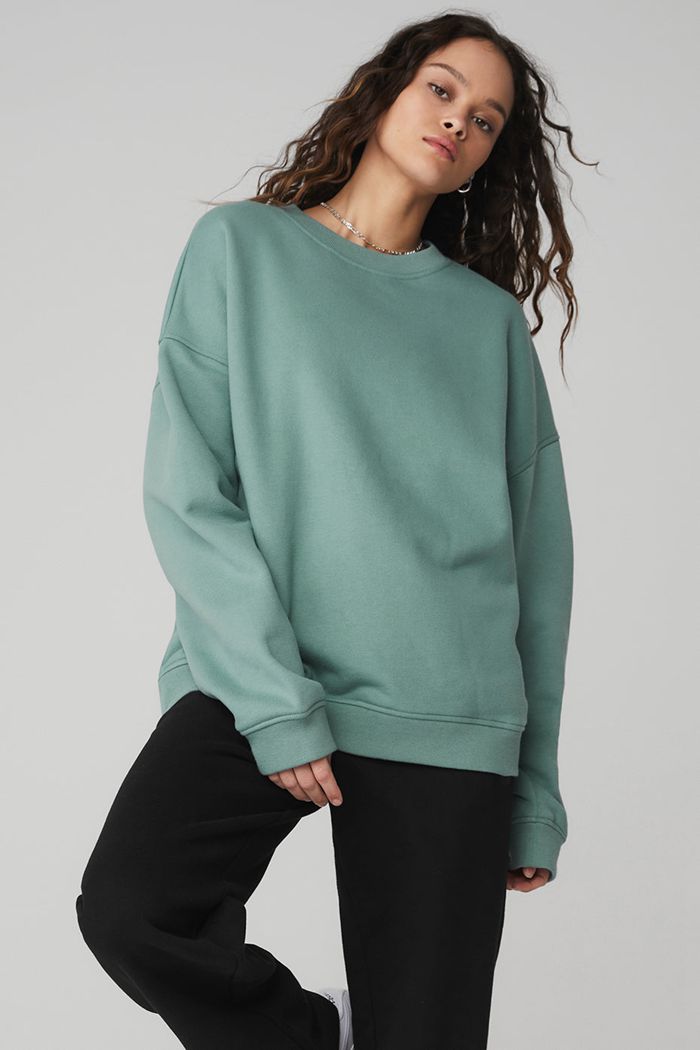 Blue Alo Yoga Renown Crew Neck Women's Pullover | 90258PCYE