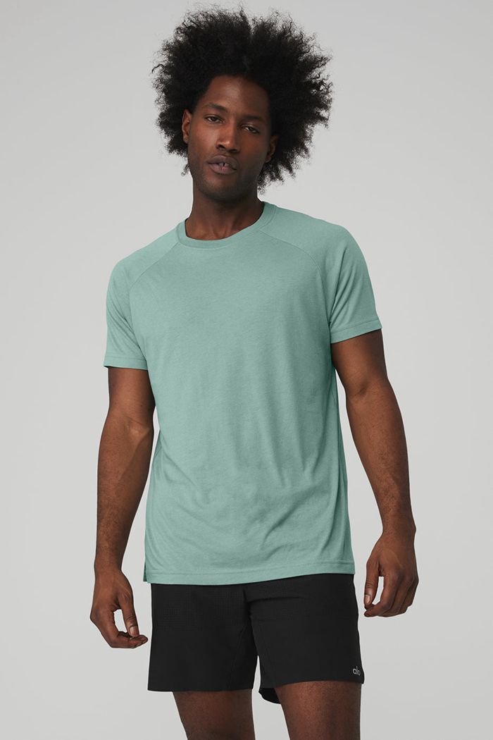 Blue Alo Yoga The Triumph Crew Neck Tee Men's Short Sleeve | 34691UNHZ