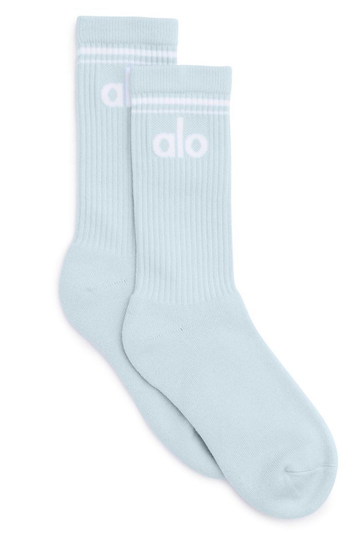 Blue White Alo Yoga Throwback Men's Socks | 72405MCSQ